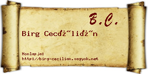 Birg Cecílián névjegykártya